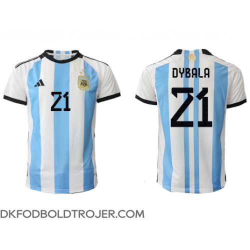 Billige Argentina Paulo Dybala #21 Hjemmebane Fodboldtrøjer VM 2022 Kortærmet